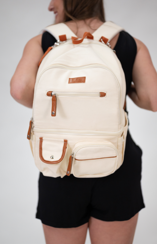 Lila Pumping & Nursing Diaper Bag in Cream