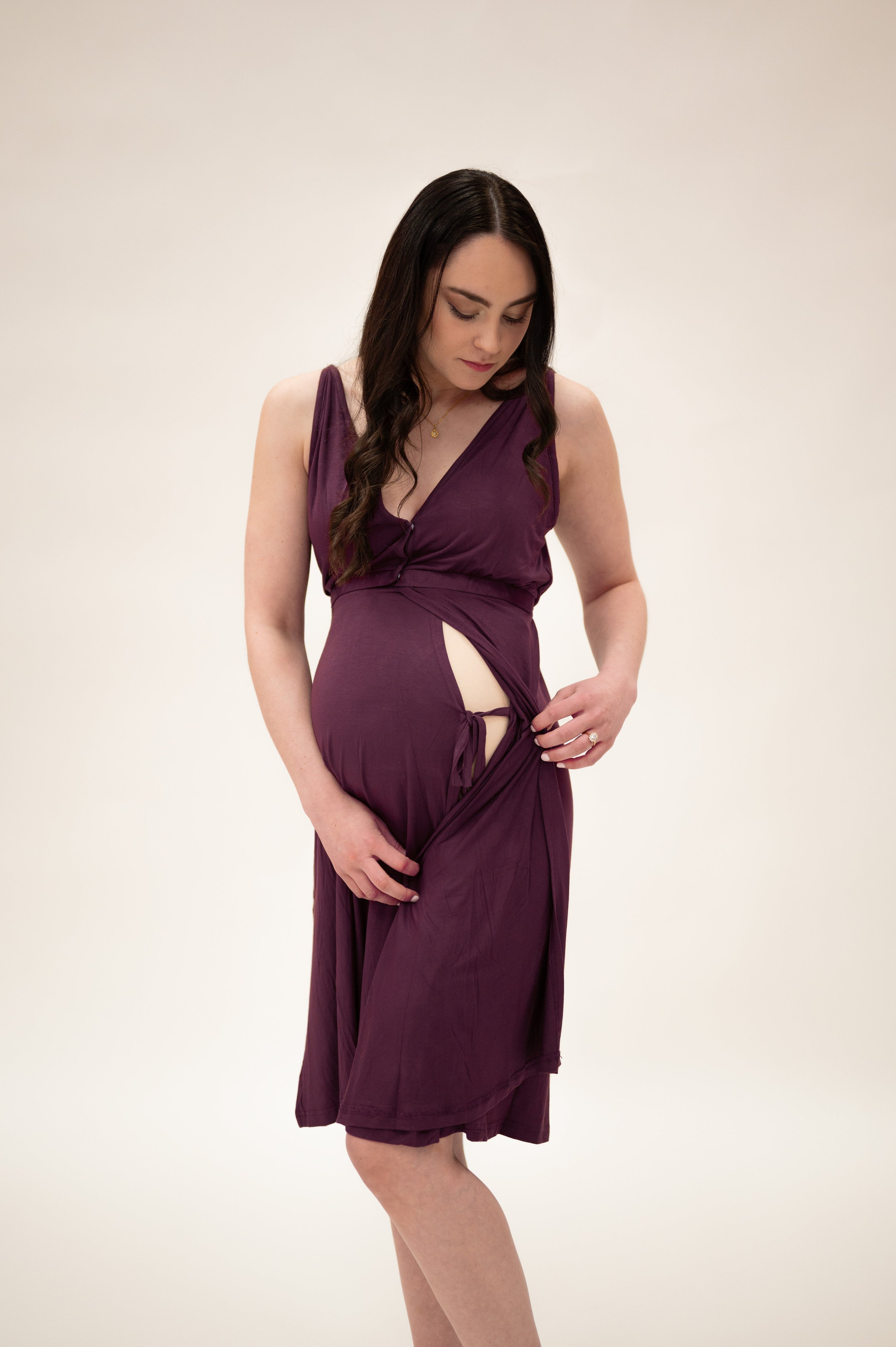 Juliet Labor & Postpartum Gown in Plum-Limited Time