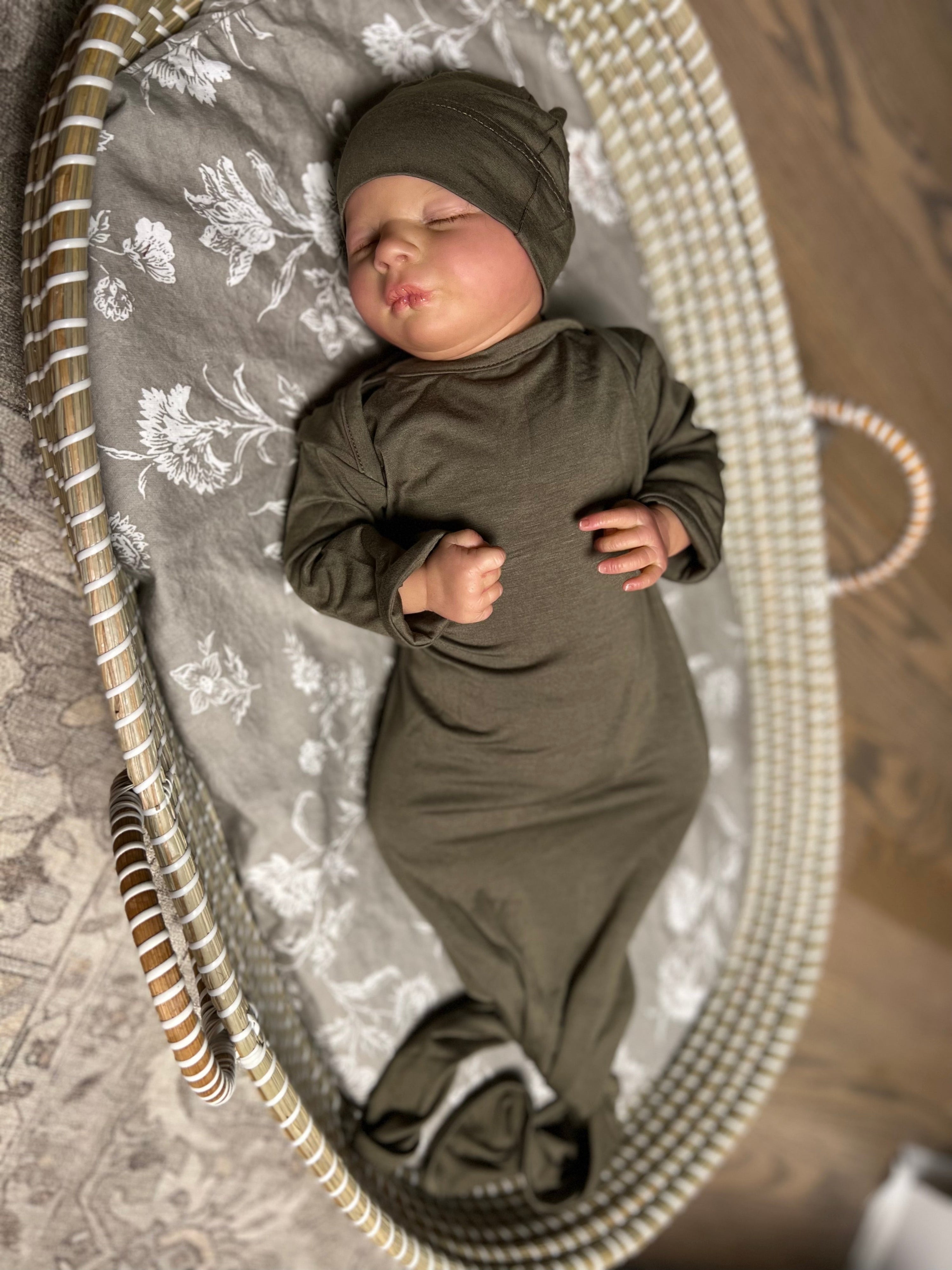 Baby Knot Gown  Set: Sage